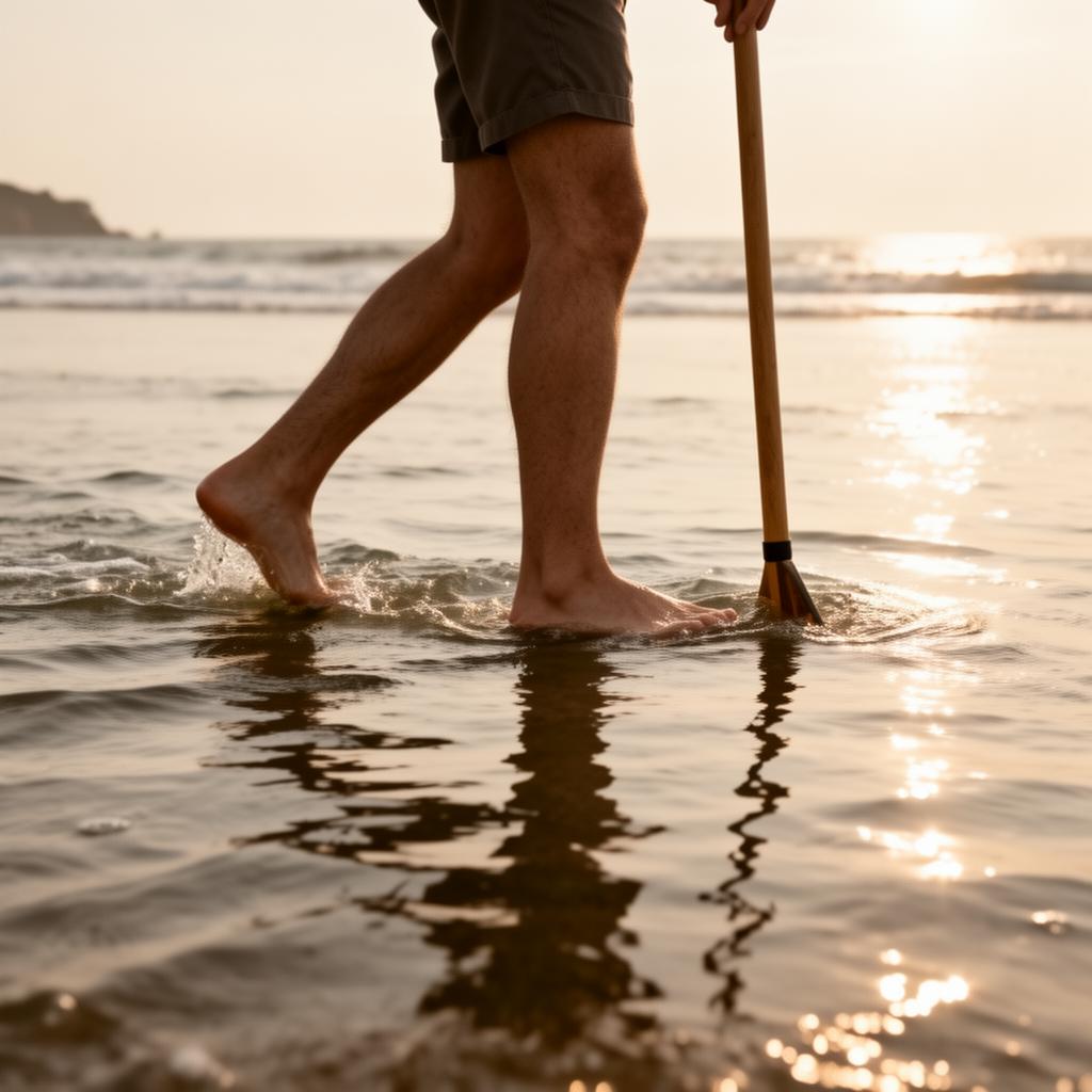 Détail des jambes et de la pagaie en longe-côte