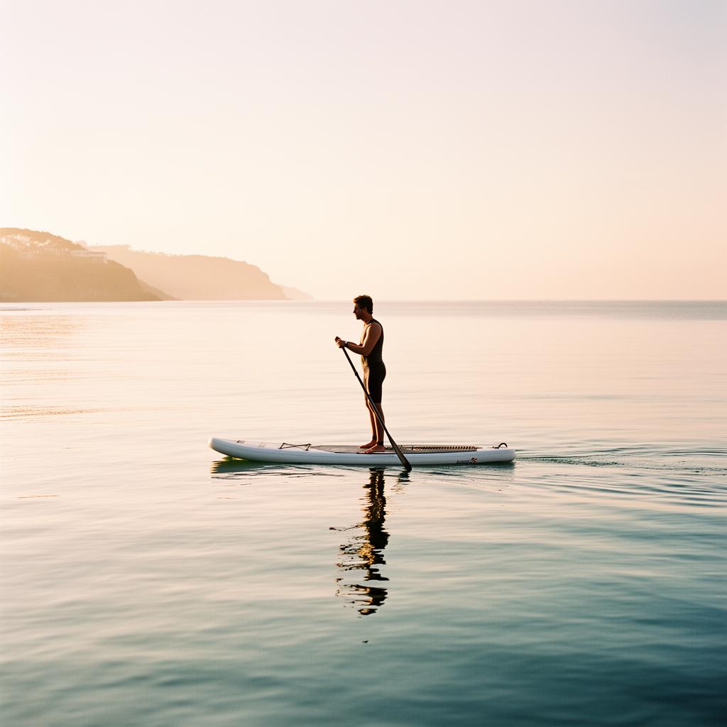 Shooting paddle au lever du soleil au Pays Basque